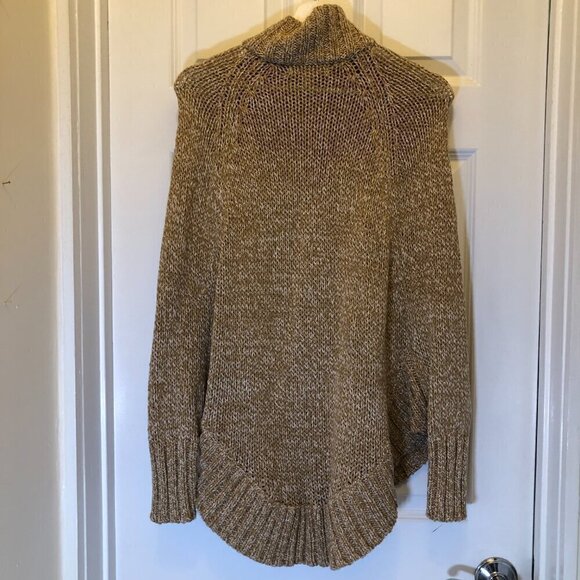 MICHAEL KORS Knit Poncho Cape Sweater Zip Up Cardigan Beige Tan Size S - Picture 10 of 15